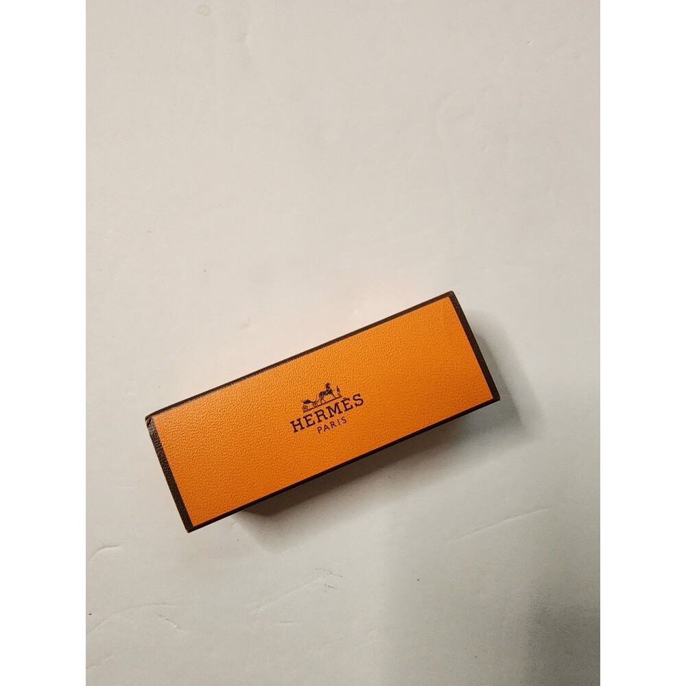 Hermes Gift Box 4” x 1” x 1” Orange Box Black Trim Empty